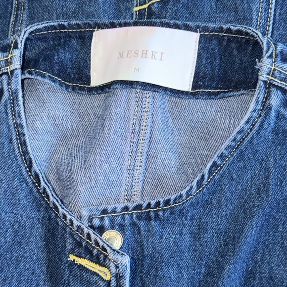 Meshki Abel Denim Dark Blue Button Up Sleeveless Top Sz. M - Picture 5 of 8